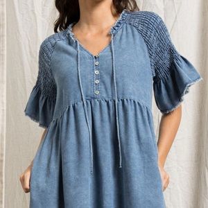 Denim chambray casual dress size small NWT